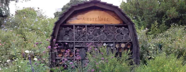 beautiful bees house in a flower garden