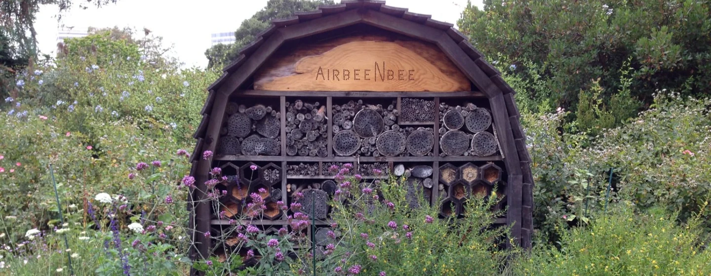 beautiful bees house in a flower garden