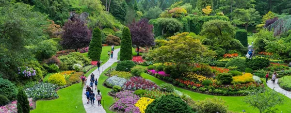 colorful botanical garden with lots of people
