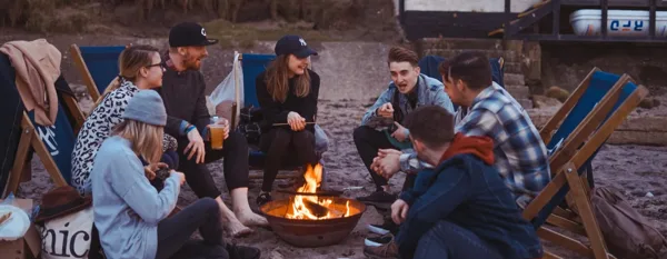 portable outdoor fire pit with friends