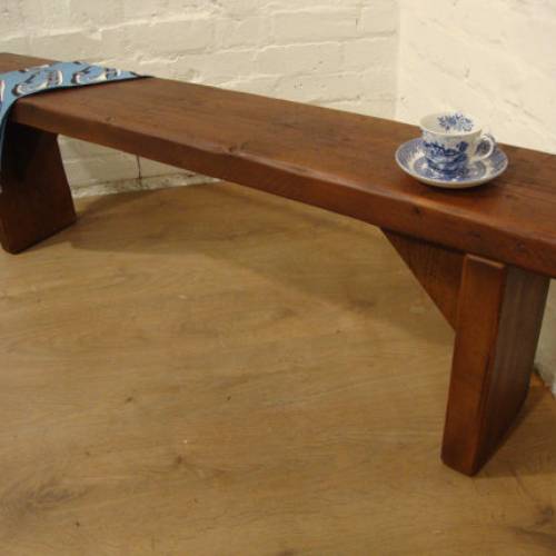 Hand Made Teak Old Pine Beam Solid Wood Bench