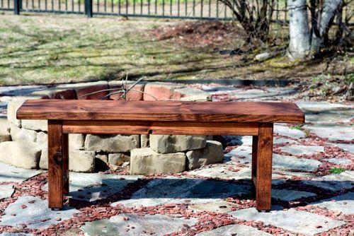 Rustic Bench Finished in Red Oak Stain - Price: $150 - Get it from Etsy