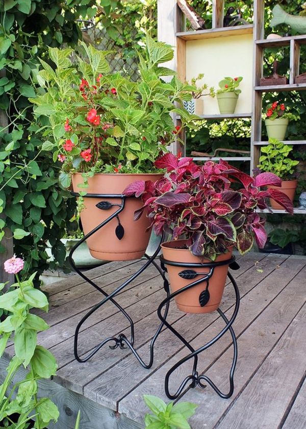 Garden & Patio Thorne & Co Plant Stand for Indoor & Outdoor Pots Black Metal Potted Plant Holder for House Mid-Century Patented Design Tall 
