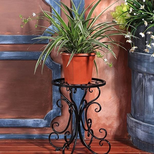 black metal plant stand