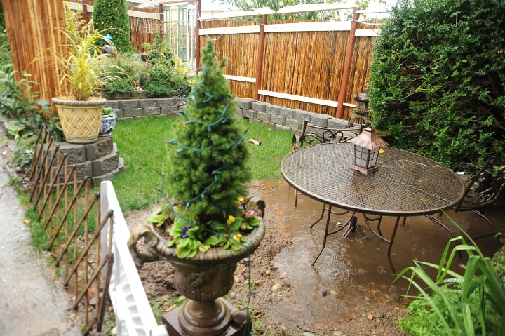flooded muddy garden badly needinng a landscape architect