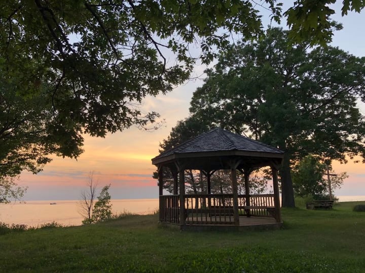 gazebo with a nice sunnset view