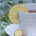 lemon tea on a white tea cup