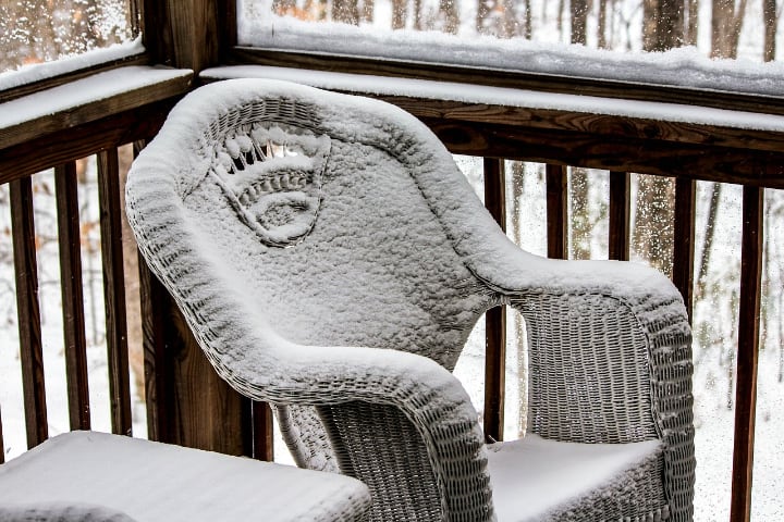 rattan furniture in winter