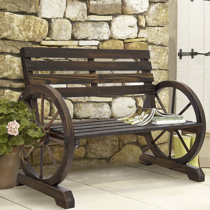 rustic outdoor wooden bench