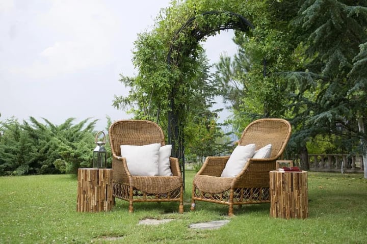 varnished rattan garden furniture