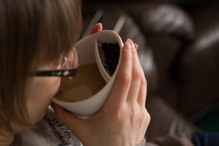 drinking caffeinated tea in the morning