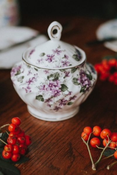 floral tea pot and cup set