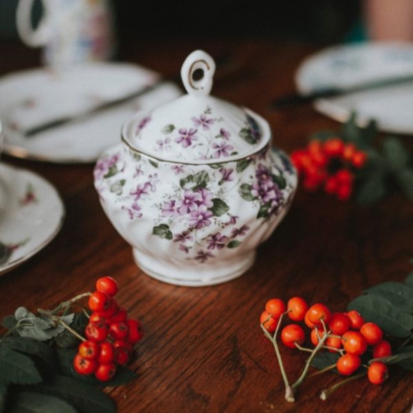 floral tea pot and cup set