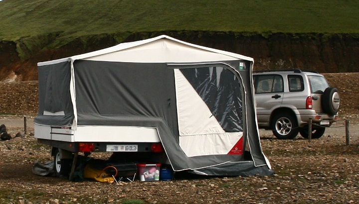 parked trailer tent