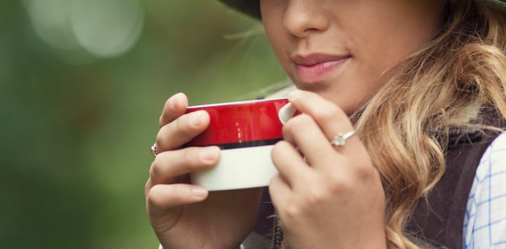 sipping ginger tea outside