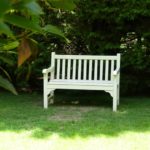 white painted garden bench