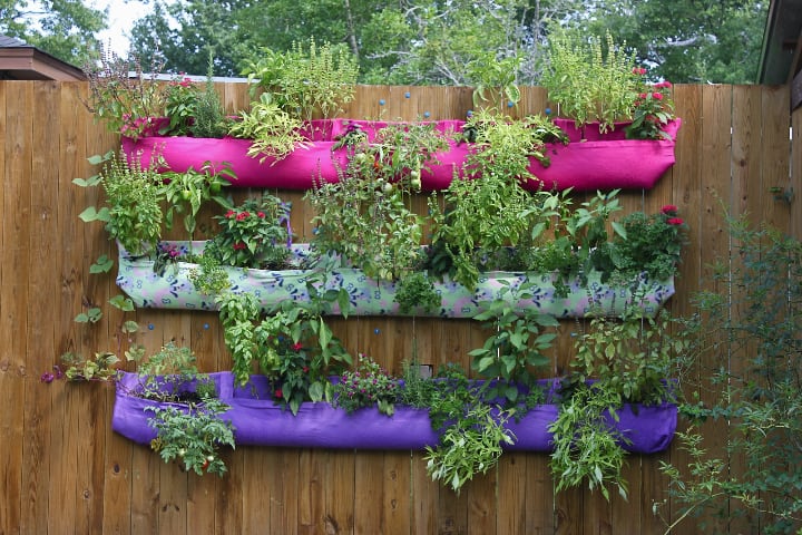 colorful cloth vertical garden planters