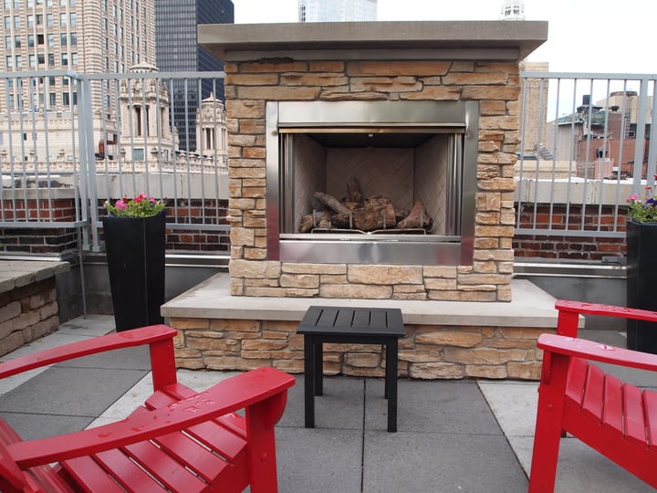 beautiful rooftop outdoor fireplace