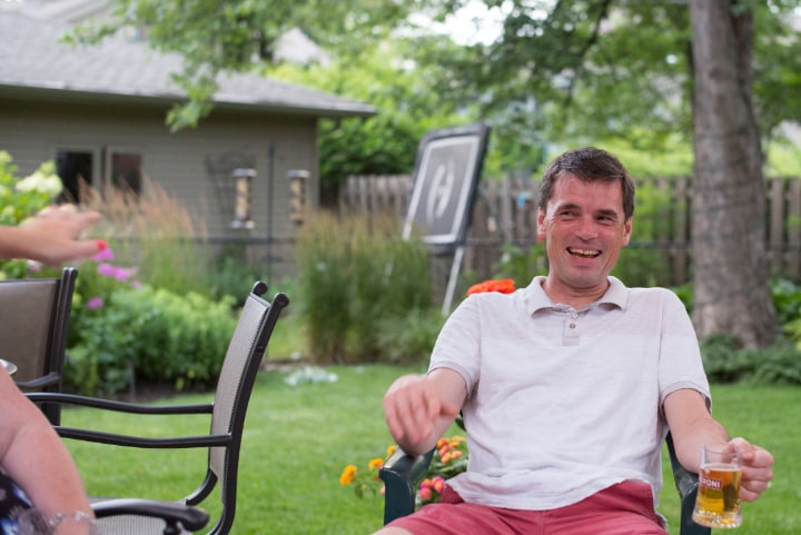 enjoying the backyard with family