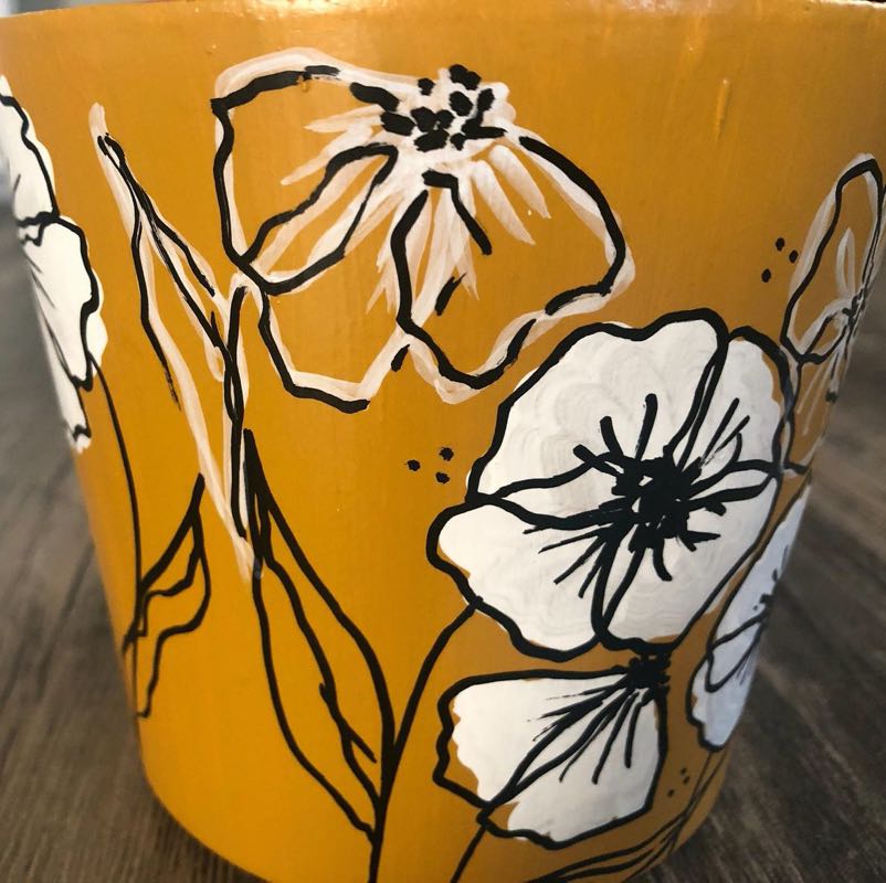 hand painted flower pot