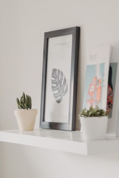 minimalist white wall shelf indoors