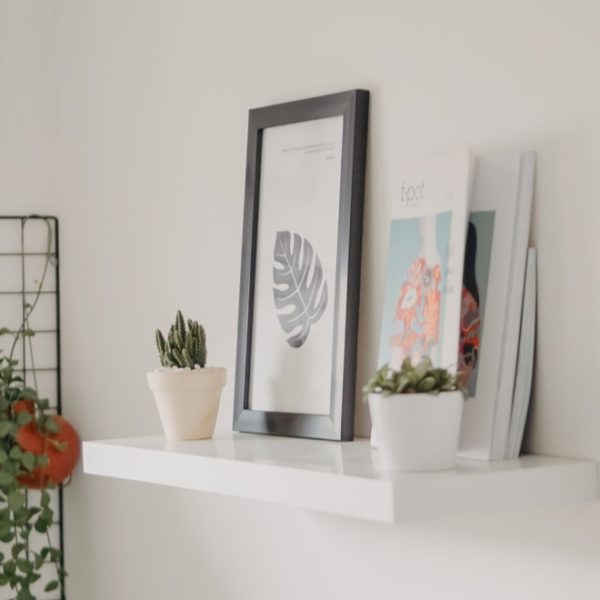 minimalist white wall shelf indoors