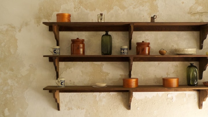 wood shelves