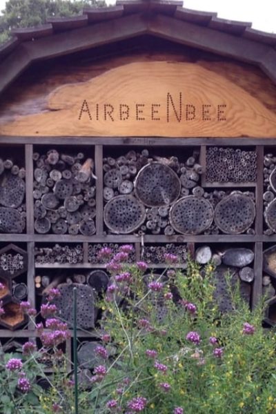 beautiful bees house in a flower garden