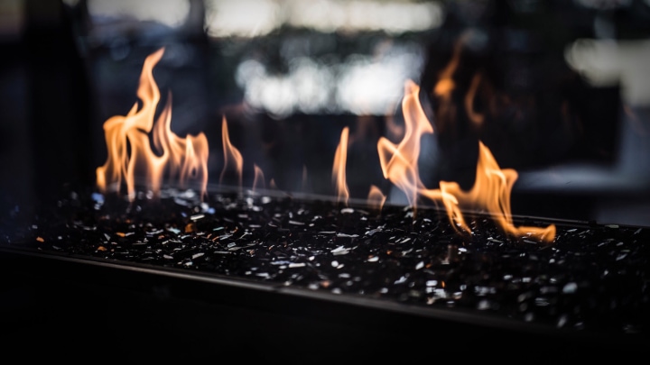 recycled glass on fire pit