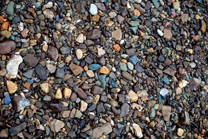 river rocks on the garden