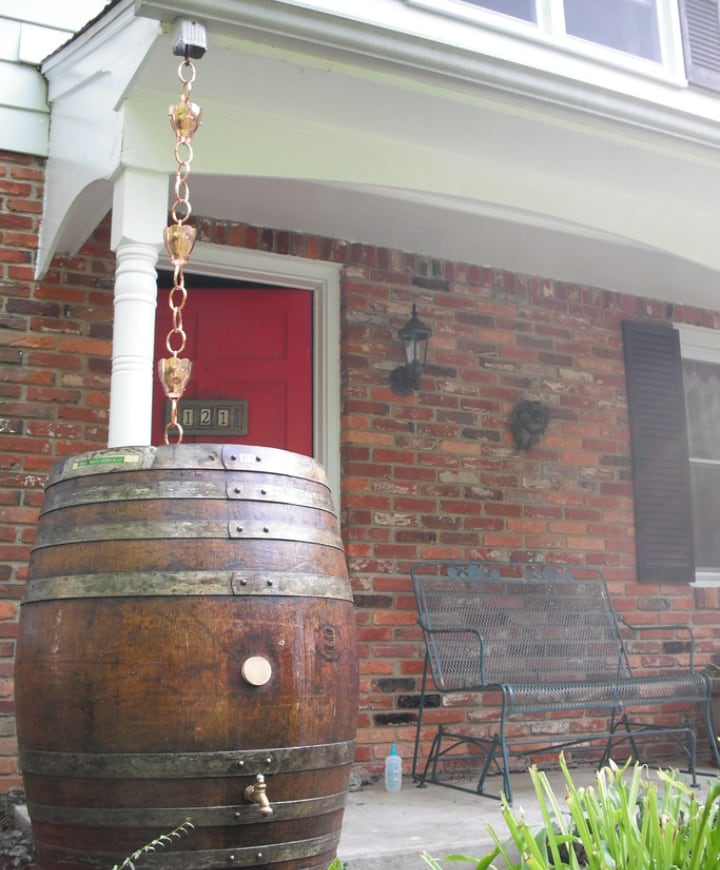 wood barrel for rain water harvesting