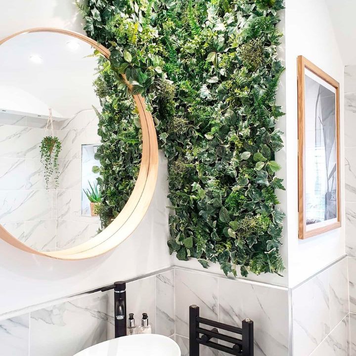 plant wall in bathroom