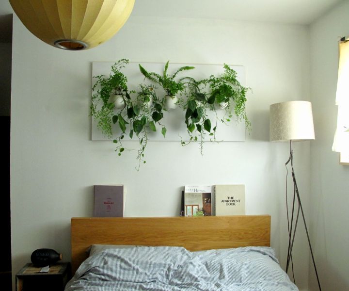 plant wall in bedroom