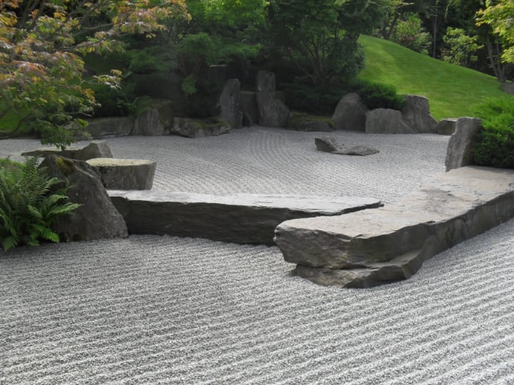low maintenance zen rock garden landscape