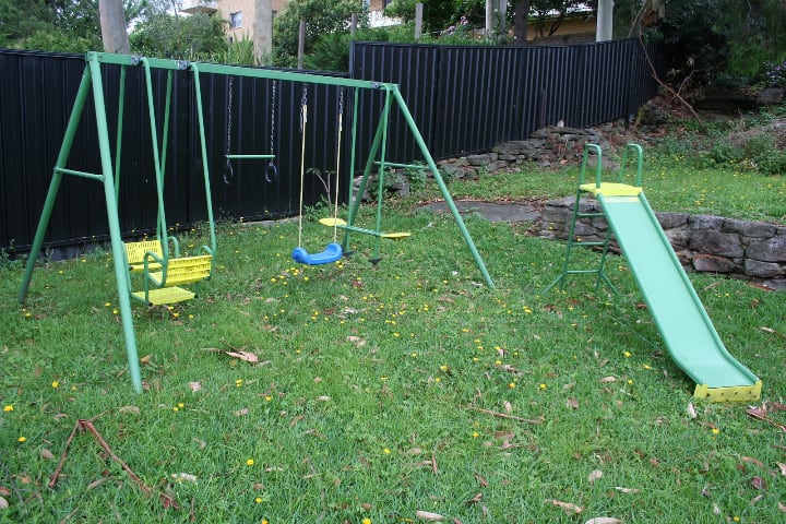 repainted garden swing and slide