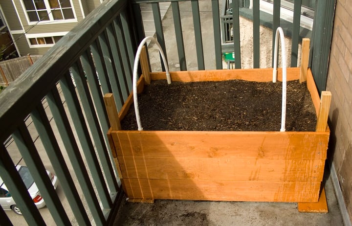 small balcony space with planter