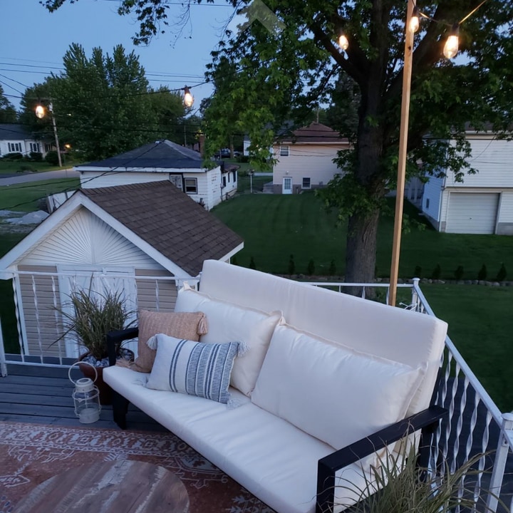 lounge area with garden lights