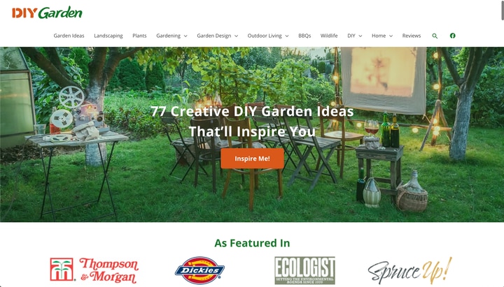 diy garden website homepage