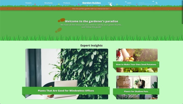 garden guides website homepage