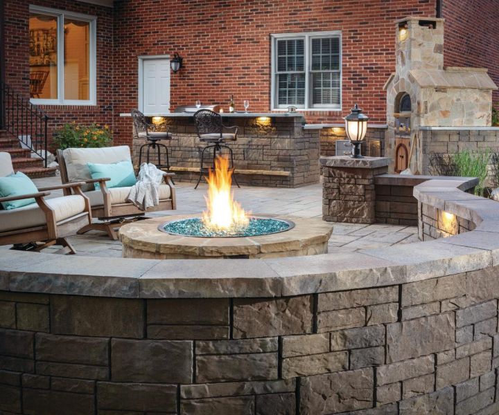 stone deck fire pit ideas