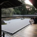 relaxing at a zen garden