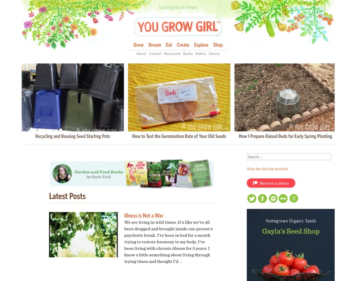 you grow girl website homepage